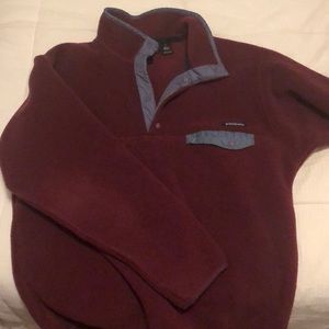 Red and blue Patagonia fleece.